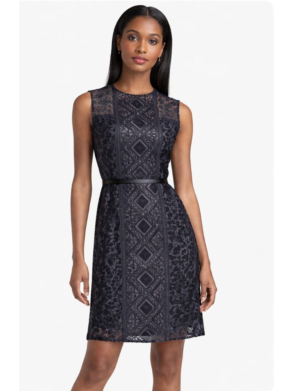 Lucky Brand Navy Burnout Crushed Velvet Navy Dress Sleeveless Small